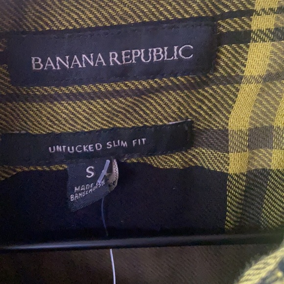 S 🔖 BANANA REPUBLIC Slim Fit Untucked Men’s Shirt Double Faced Brushed Cotton - Picture 4 of 8